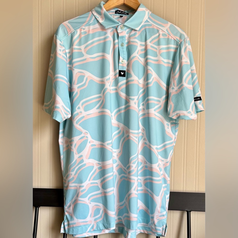 Bad Birdie Blue and Pink Polo Golf Shirt Men’s L